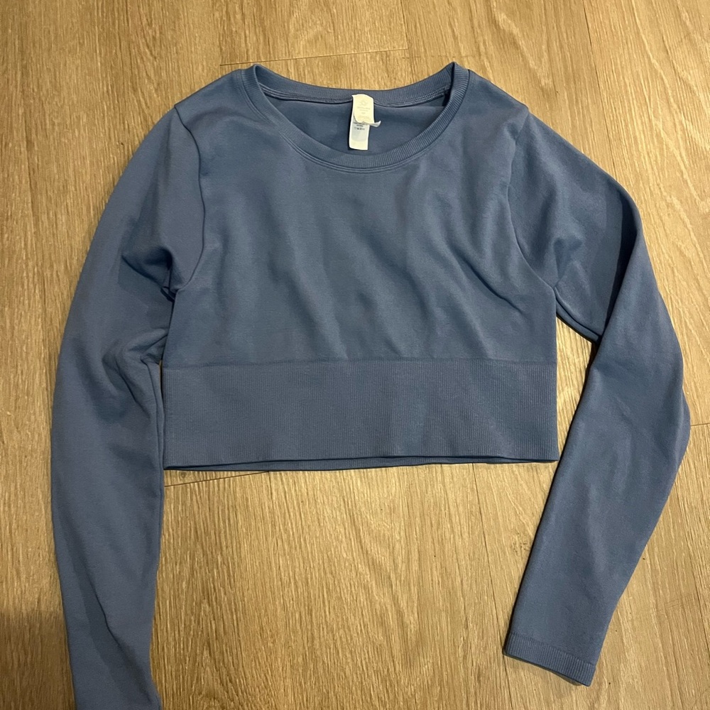 Aerie offline Long Sleeve Cropped Top - Steel Blue Small